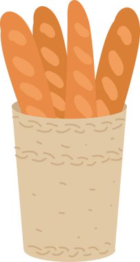 Sepet Vektörü Resiminde El Çizimi Ekmek