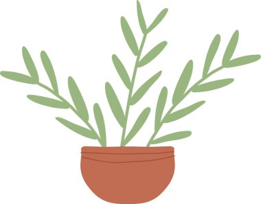 El Yazması Ev Bitkisi Ot Vektörü İllüstrasyonu