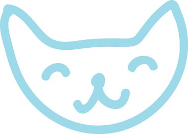 Doodle Çizgili Kedi Yüzlü Vektör Çizimi
