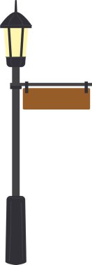 Tahta Vektör İllüstrasyonlu Klasik Sokak Lambası