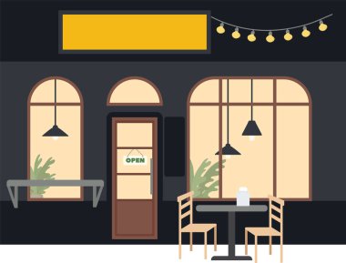 Sokak Kafesi Gösterisi Görüntü Vektörü İllüstrasyonu