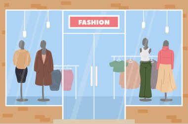 Moda Mağazası Cephesi Vektör İllüstrasyonu