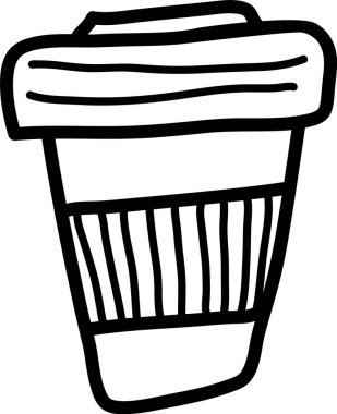 Doodle Kahve Kâğıt Kupa Vektörü İllüstrasyonu