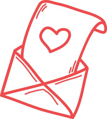 El Çizimi Aşk Zarfı Vektör İllüstrasyonu