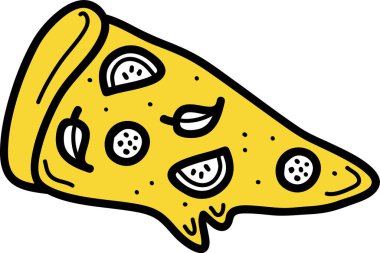 Doodle Pizza Dilimleme Vektörü İllüstrasyonu
