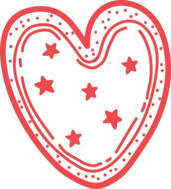 Yıldız Vektör İllüstrasyonlu El Çizimi Kalp