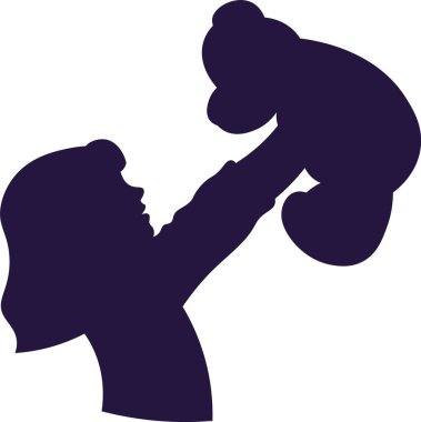 Çocuk Oyuncak Silueti Vektör İllüstrasyonuyla Oynuyor