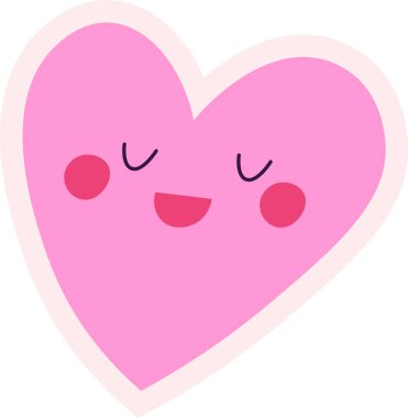 Sevgililer Günü Yüzlü Kalp Karakteri Vektör İllüstrasyonu