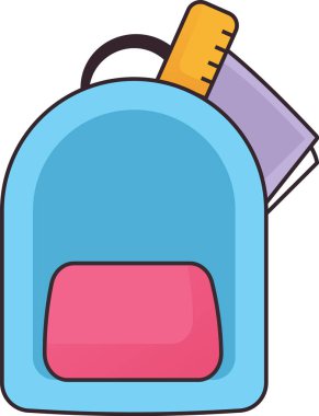 El Yazması Okul Sırt Çantası Vektör İllüstrasyonu