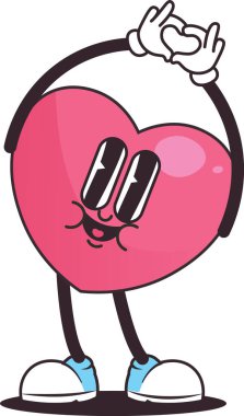 Sevgililer Günü Karakteri Kalp Vektörü İllüstrasyonunu Gösteriyor