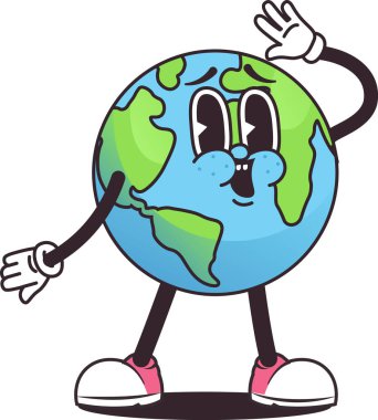 Çizgi film Globe Okul Karakteri Vektör İllüstrasyonu