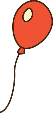 İp ve oval ışıltılı basit kırmızı balon. Vektör İllüstrasyonu.