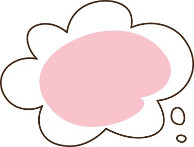 Pembe dolgulu ve kahverengi çizgili konuşma balonu, el çizimi tarzı. Vektör İllüstrasyonu.