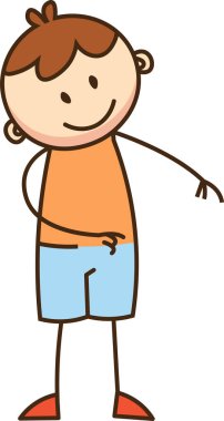 Sıradan giyinmiş mutlu bir çocuk karakteri. Vektör İllüstrasyonu.