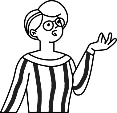 Sorgu ifadesi olan el çizimi bir karakter. Vektör İllüstrasyonu.