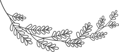 Lined Leaves Branch Vektör İllüstrasyonu