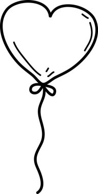 Kalp Şekli Balon Taslak Vektör İllüstrasyonu