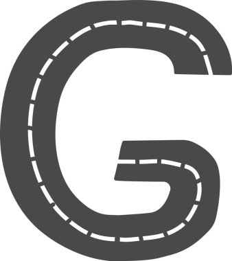 G Harfi Yolu Alfabesi Çocuk Vektör İllüstrasyonu