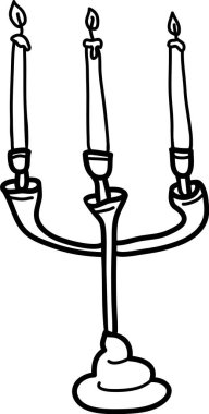 Mumlarla Candelabrum Çizim Vektörü İllüstrasyonu
