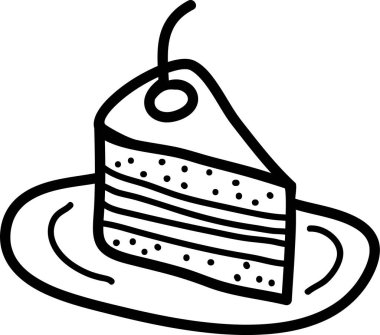 Cherry Sketch Vektör İllüstrasyonlu Pastanın Barışı