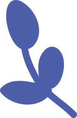 Karalama tarzında minimalist mavi bitki silueti. Vektör İllüstrasyonu.