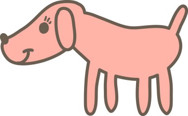 Neşeli gülüşü olan sevimli bir karalama köpeği. Vektör İllüstrasyonu.