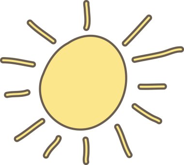 Eskiz tarzında minimalist güneş karalaması. Vektör İllüstrasyonu.