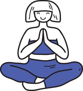 Yoga pozunun neşeli bir çizimi. Vektör illüstrasyonu.