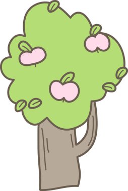 Elmalı basit bir ağaç karalaması. Vektör İllüstrasyonu.