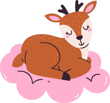 Bulut Vektörü Resimlerinde Uyuyan Geyik