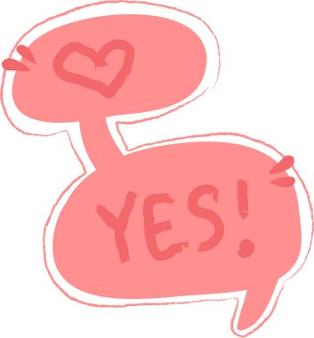 Evet Harf Vektörü İllüstrasyonlu El Çizimi Konuşma Baloncuğu