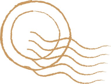 Dalgalar ve Çember Posta Damga Vektörü İllüstrasyonu