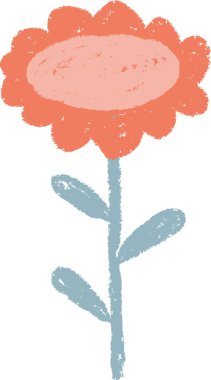 Çiçek Kalemi Çocuksu Sanat Vektörü İllüstrasyonu