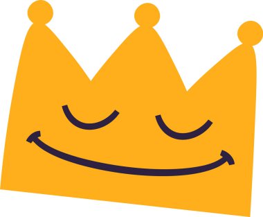 Contentedly smiling crown figure with simple shapes and expressive features. Vector Illustration. clipart