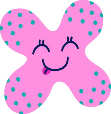 Playful floating shape with polka dots and a happy face. Vector Illustration. clipart