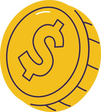 El çizimi tarzında bir dolar eder. Vektör İllüstrasyonu.