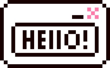 Piksel Y2K Merhaba Etiket Vektörü İllüstrasyonu