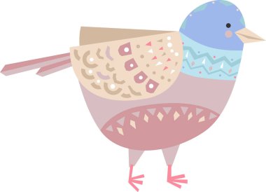 İskandinav Süs Vektörü İllüstrasyonlu Kağıt Kesiği Kuşu