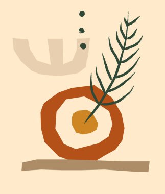 Soyut Şekiller Minimalist Çiçek Kompozisyonu Poster Vektör İllüstrasyonu