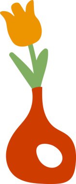 Çiçek Vektörü İllüstrasyonlu Soyut Vazo