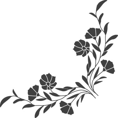 Siluet Çiçekleri Süs Vektörü İllüstrasyonu