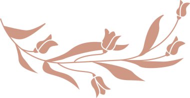 Siluet Çiçekleri Şube Vektörü İllüstrasyonu