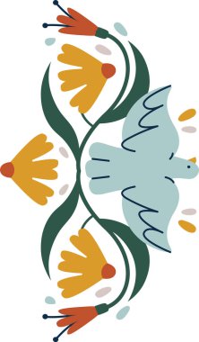 El Çizimi Çiçek Kalıbı Vektör İllüstrasyonu