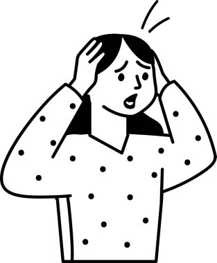 Doodle Kız Karakteri Vektör İllüzyonundan Korkuyor