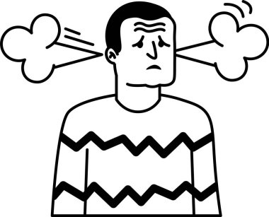 Doodle Man Karakteri Vektör İllüzyonu Hakkında Endişeli