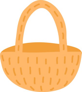 Hasır Sepet El Çizim Vektörü İllüstrasyonu