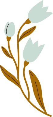 Bahar Çiçekleri Vektör İllüstrasyonlu Şube