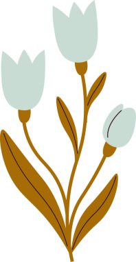 Şık Bahar Çiçekleri Şube Vektörü Resimlerinde