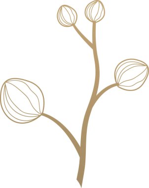 Klasik Çiçek Şubesi Skeç Vektör İllüstrasyonu