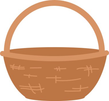 Wicker Sepet Elle Çizilmiş Vektör İllüstrasyonu